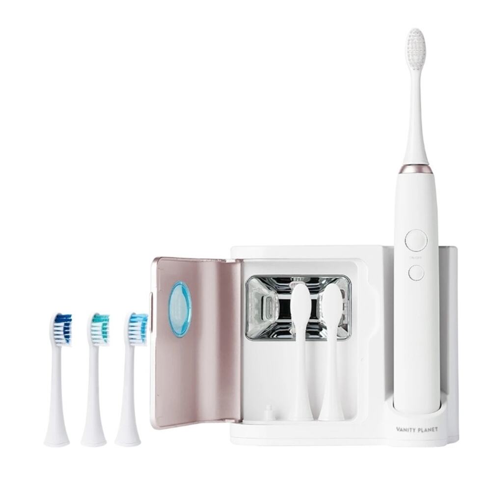 SONIC TOOTHBRUSH WITH UV SANITIZER HOLDER & 6 BRUSH HEADS BY VANITY PLANET